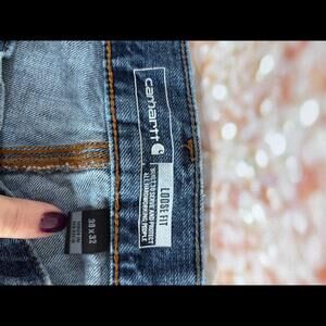 Carhartt Double Knee Jeans 38x32 DNM Logger Carpenter Suspender‎ Buttons Blue